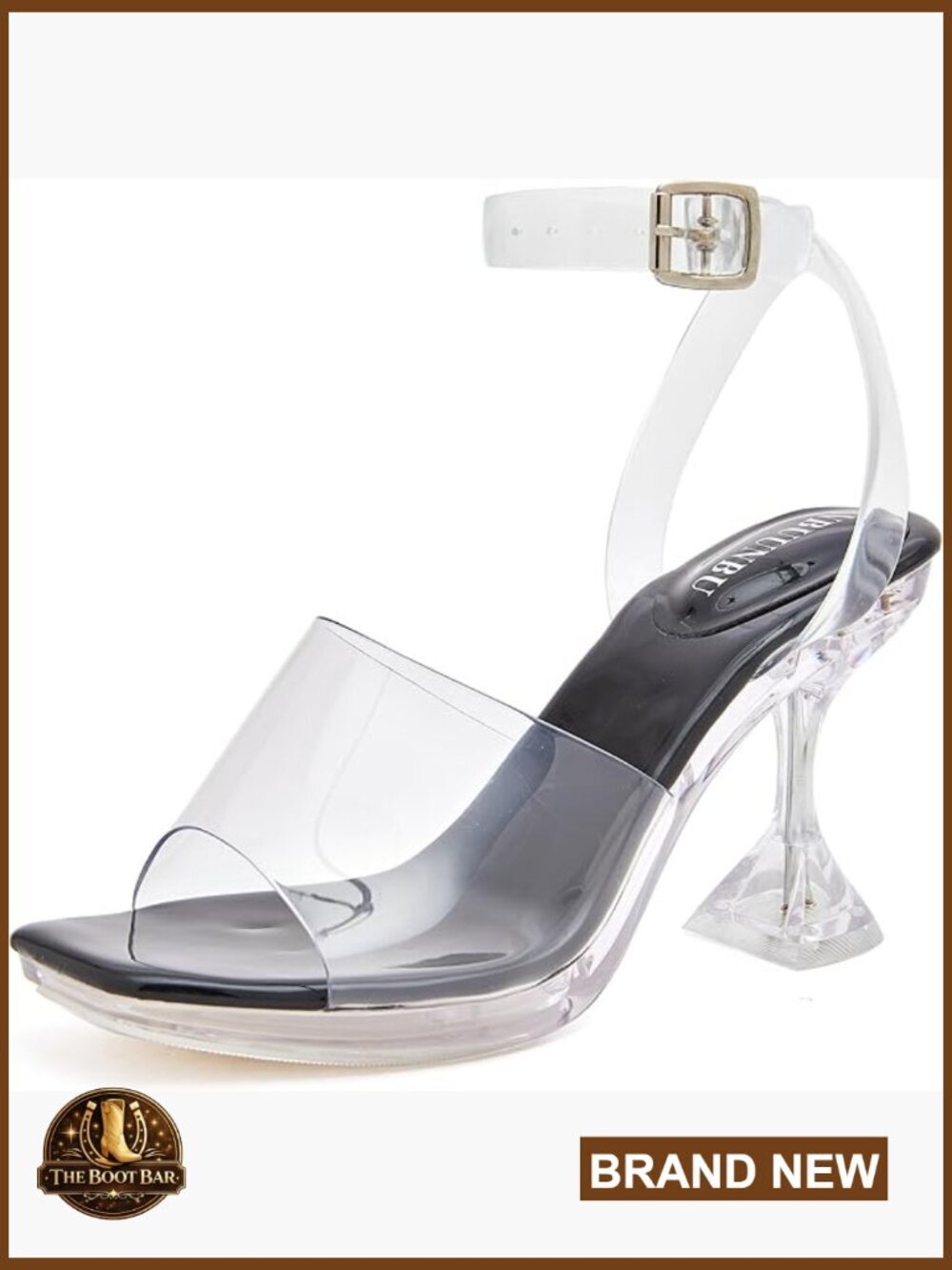 Clear Ankle Strappy Kitten Heels Platform Square Toe Pumps